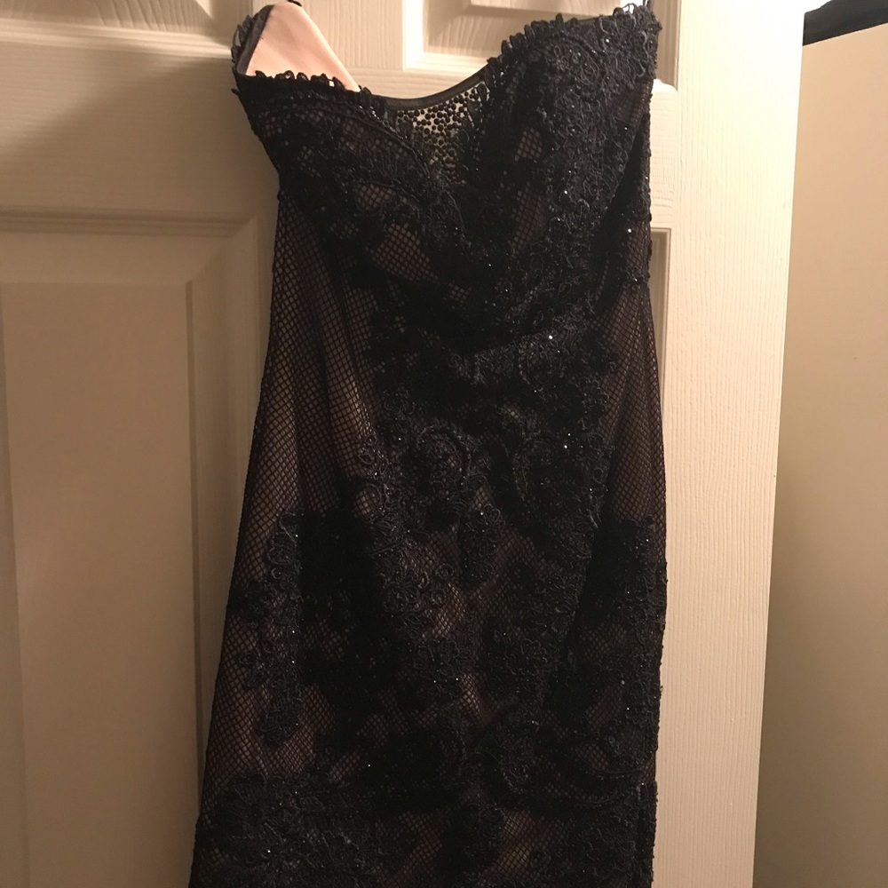 Strapless lace cocktail dress